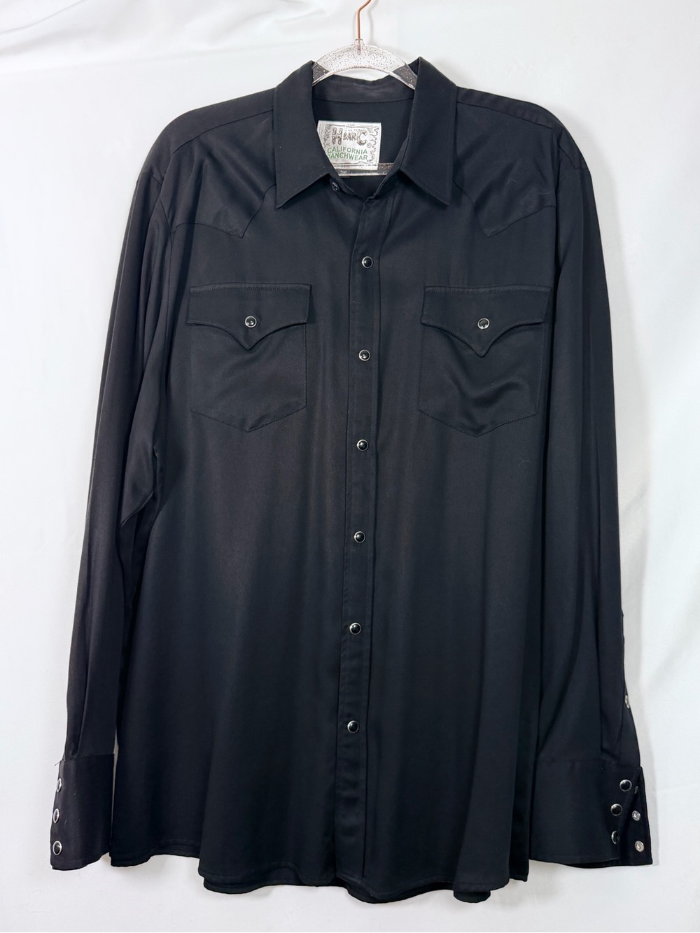 H Bar C California Ranchwear Western Pearl Snap Shirt Black 2XL